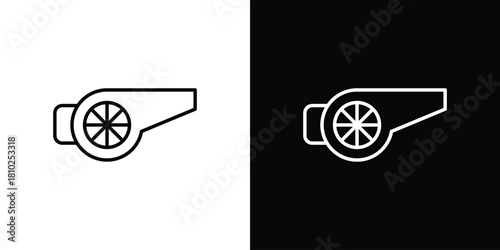 Leaf blower icons pack. Set of black and white liner stroke symbols