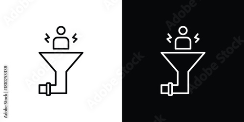 Lead generation icons pack. Set of black and white liner stroke symbols