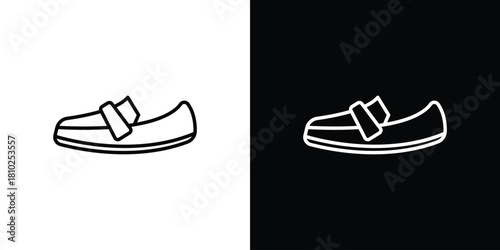 Loafer icons pack. Set of black and white liner stroke symbols