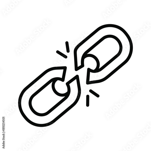 Broken chain link icon representing a broken connection or link failure