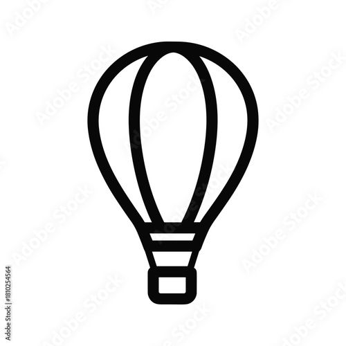 Simple outline icon of a hot air balloon on a white background