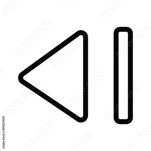 Simple black outline icon representing the rewind button for media playback