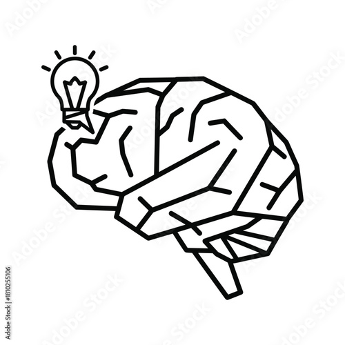 Illustration of a stylized brain with a glowing lightbulb symbolizing a new idea or insight
