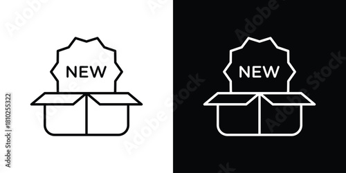 New product icons pack. Set of black and white liner stroke symbols
