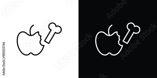 Organic waste icons pack. Set of black and white liner stroke symbols