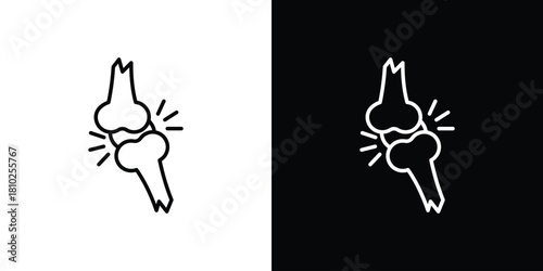 Osteoporosis icons pack. Set of black and white liner stroke symbols