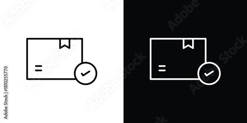 Order receive icons pack. Set of black and white liner stroke symbols