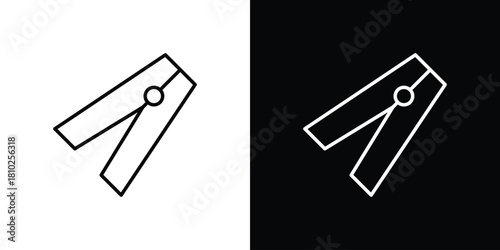 Peg icons pack. Set of black and white liner stroke symbols