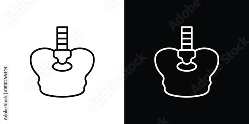 Pelvic area icons pack. Set of black and white liner stroke symbols