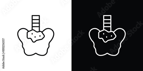Pelvis icons pack. Set of black and white liner stroke symbols