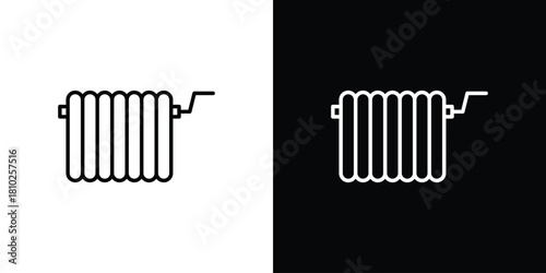 Radiator icons pack. Set of black and white liner stroke symbols