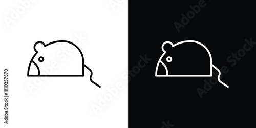 Rat icons pack. Set of black and white liner stroke symbols