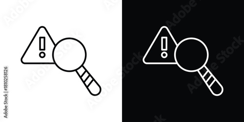 Risk analysis icons pack. Set of black and white liner stroke symbols