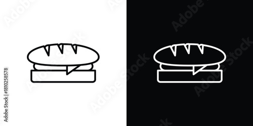 Sandwich icons pack. Set of black and white liner stroke symbols