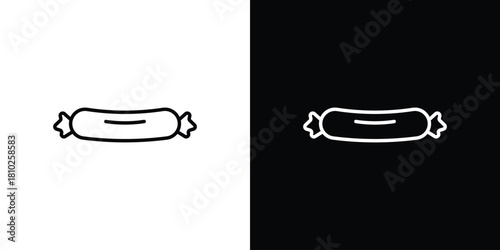 Sausage icons pack. Set of black and white liner stroke symbols
