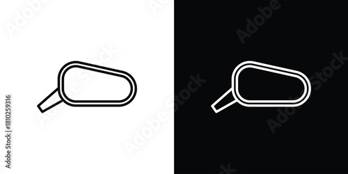 Side mirror icons pack. Set of black and white liner stroke symbols