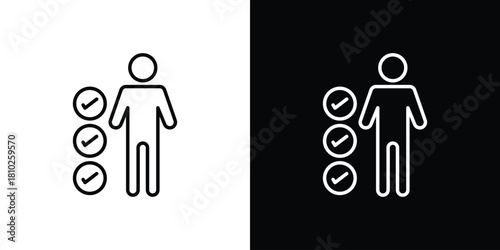 Skillsfor banner ands. collection. Silhouette flat icon design element.aging design Vector illustrationsn icons pack. Set of black and white liner stroke symbols