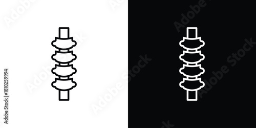 Spinal column icons pack. Set of black and white liner stroke symbols