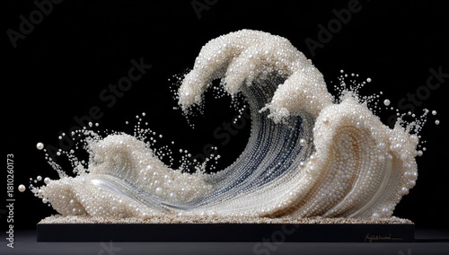 Fototapeta Naklejka Na Ścianę i Meble -  Pearl wave sculpture against black