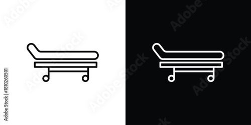 Stretcher icons pack. Set of black and white liner stroke symbols