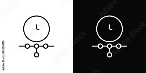 Timeline icons pack. Set of black and white liner stroke symbols