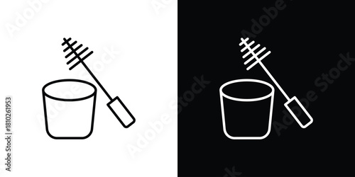 Toilet brush icons pack. Set of black and white liner stroke symbols