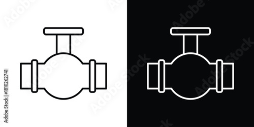 Valve icons pack. Set of black and white liner stroke symbols