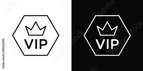 VIP icons pack. Set of black and white liner stroke symbols