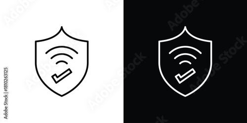 Vpn icons pack. Set of black and white liner stroke symbols