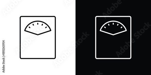 Weight scale icons pack. Set of black and white liner stroke symbols