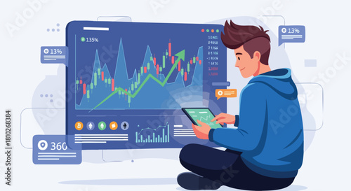 Financial Analyst Calculating Projected Cost Reduction Using Data Visualization of Operations, Marketing, and Salary Expenses.