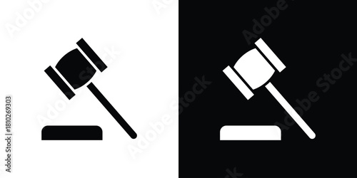 Auction icons symbols in flat style.