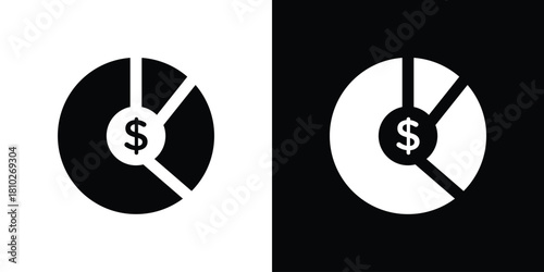 Asset allocation icons symbols in flat style.