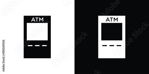 Atm icons symbols in flat style.