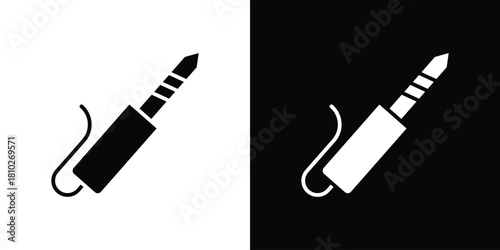 Audio jack icons symbols in flat style.