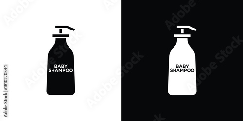 Baby shampoo icons symbols in flat style.