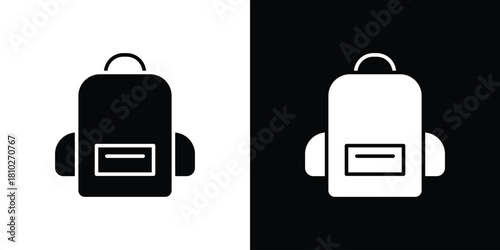 Backpack icons symbols in flat style.