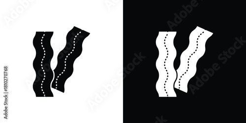 Bacon icons symbols in flat style.