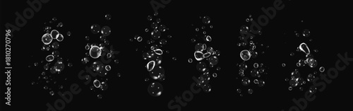 Water infused with realistic oxygen bubbles and shimmering fizzy particles on a dark background.