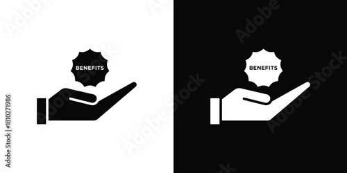 benefits icons symbols in flat style.