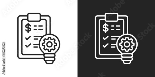 Financial planning Icon In Black And White Line Style