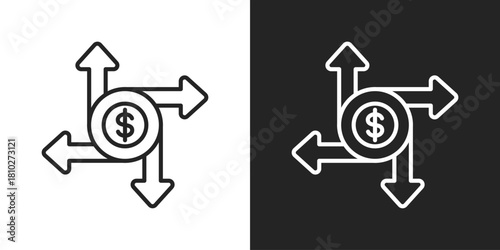 Diversification Icon In Black And White Line Style