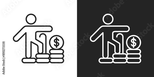 retirement Icon In Black And White Line Style