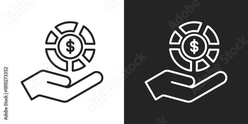 Dividend Icon In Black And White Line Style