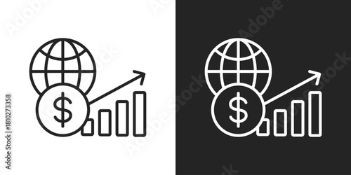 economy Icon In Black And White Line Style