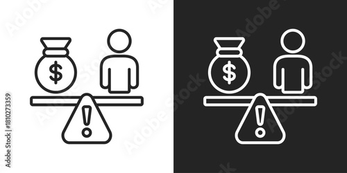 Equity Icon In Black And White Line Style