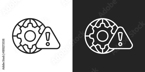 global crisis Icon In Black And White Line Style
