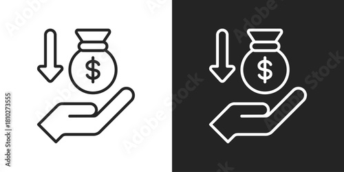 income Icon In Black And White Line Style