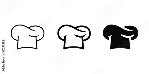 Chef hat icon set, Minimalist vector design for culinary, Restaurant, and cooking logos