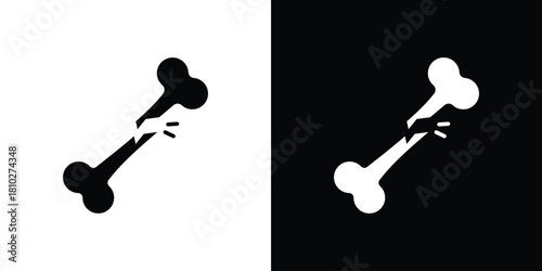 Broken bone icons symbols in flat style.